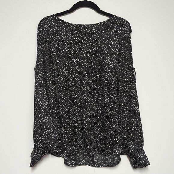 Lane Bryant Black and White Cold Shoulder Blouse - Picture 1 of 7